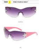 Y2K pentagram rimless sunglasses for men and women one-piece sunglasses personality progressive mercury big frame glasses