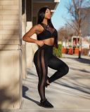 Fashion Sports Leisure Mesh Breathable Two Piece Set