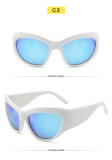 Oversized frame sunglasses, fashionable cat eye oval sunglasses, minimalist hip-hop party glasses for men and women