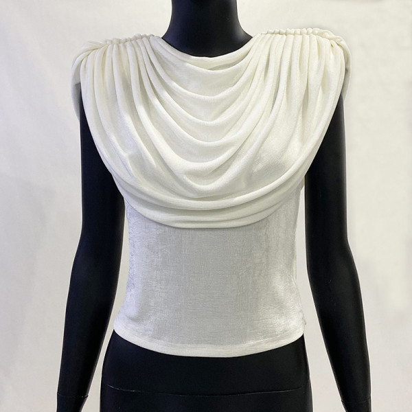 Solid color swing collar sleeveless open back tassel casual tank top T-shirt