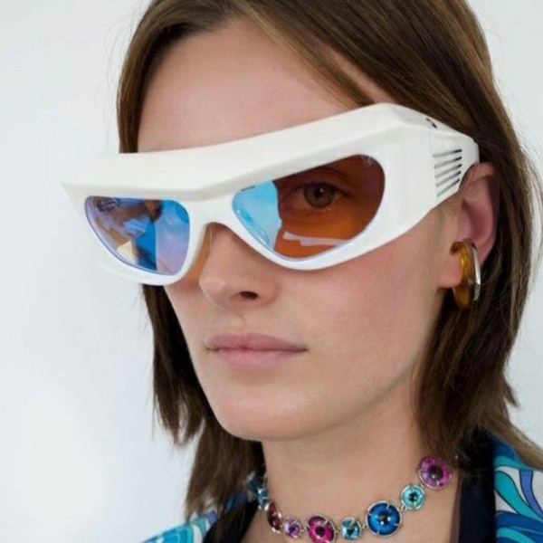 Y2K oversized frame sunglasses, exaggerated rectangular thick frame sunglasses, women's trend ins, cool concave shaped glasses