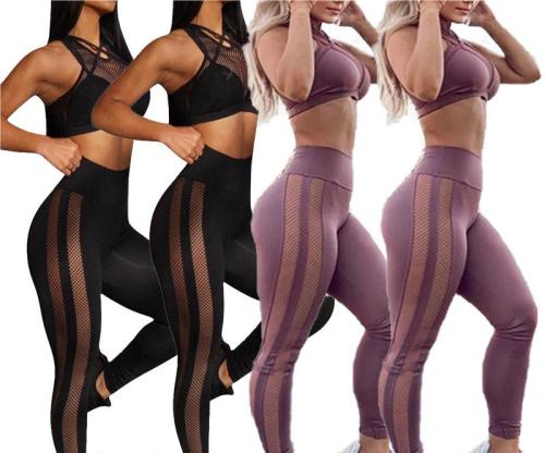 Fashion Sports Leisure Mesh Breathable Two Piece Set