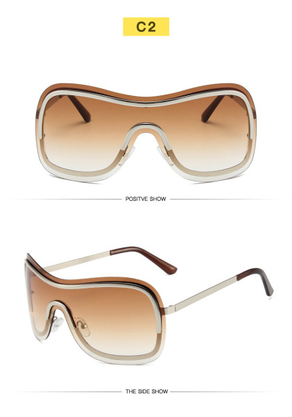 Fashionable frameless sunglasses, personalized square connected lenses, sunglasses for men and women's self driving travel, sun protection glasses