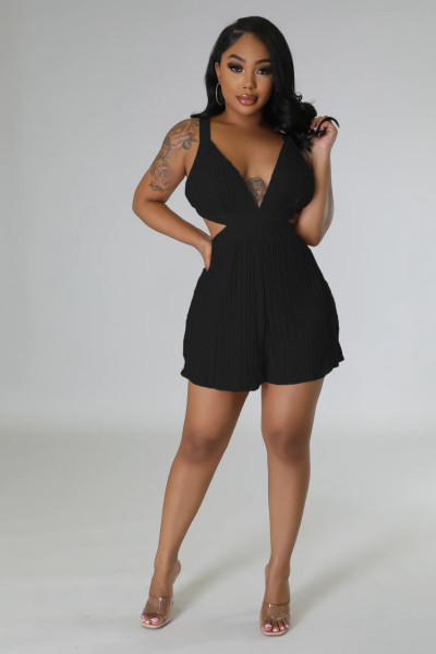 Sleeveless V-neck foldable strap jumpsuit