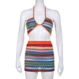 High Waist Wrapped Hip Half Body Short Skirt Two Piece Set