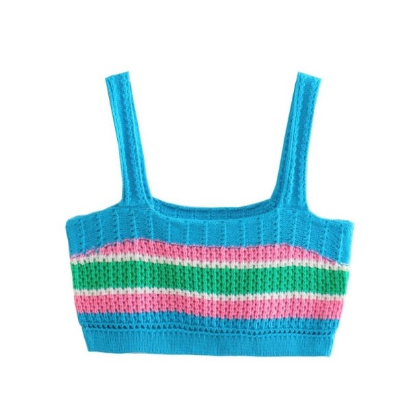 Women's Fashion Stripe Knitted Coat+Two Piece Hanging Straps