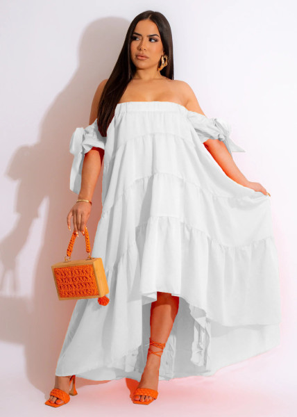 Women's sexy one shoulder long swing dress