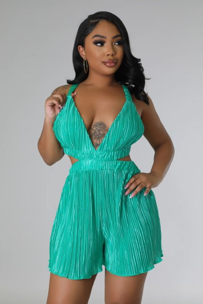 Sleeveless V-neck foldable strap jumpsuit