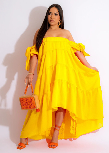 Women's sexy one shoulder long swing dress