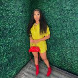 Pleated casual shorts short sleeved two-piece set