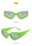 Fashionable retro small frame sunglasses, trendy and cool hip-hop jumpy glasses, female personality wide leg star sunglasses