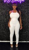 Fashionable and Sexy Open Back Wrapped Chest Strap Tight Waist Wrapped Hip Split Jumpsuit