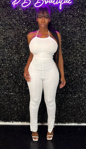 Fashionable and Sexy Open Back Wrapped Chest Strap Tight Waist Wrapped Hip Split Jumpsuit