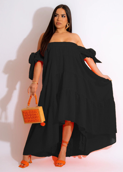 Women's sexy one shoulder long swing dress
