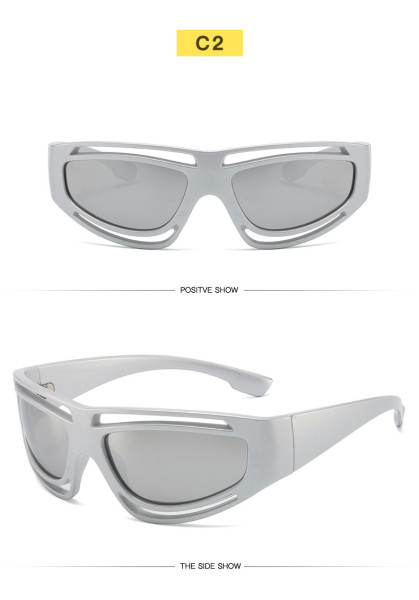Sunglasses, outdoor cycling, windproof sports glasses, trendy and personalized hollowed out mesh red sunglasses