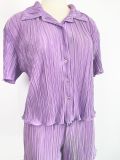 Pleated casual shorts short sleeved two-piece set