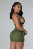Bust wrap pocket work shorts sexy two-piece set