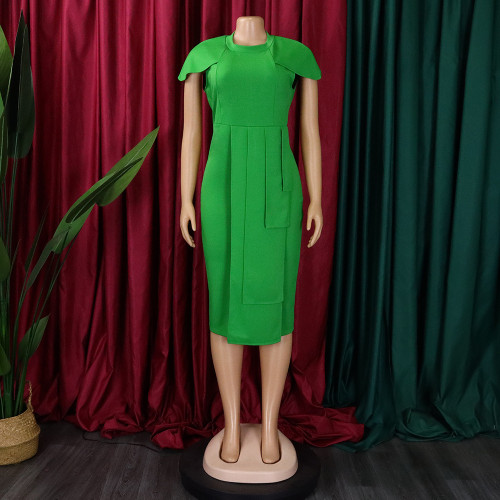 Fashionable and Elegant Tongle Short Sleeve Wrapped Hip Sexy Dress