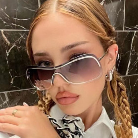 Fashionable frameless sunglasses, personalized square connected lenses, sunglasses for men and women's self driving travel, sun protection glasses