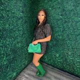 Pleated casual shorts short sleeved two-piece set