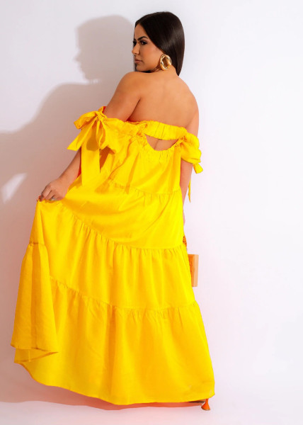 Women's sexy one shoulder long swing dress