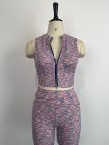 Women's tight zippered vest set, tight shorts two-piece set
