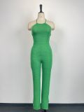 Fashionable and Sexy Open Back Wrapped Chest Strap Tight Waist Wrapped Hip Split Jumpsuit