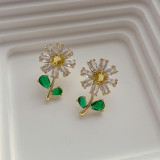 Minimalist design feel of sunflower zircon earrings