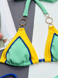 Bikini Solid Color Sexy Women's Split Swimwear Triangle Bag Swimwear