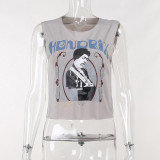 Versatile Slim Fit Hip Hop Figure Print Top Tank Top