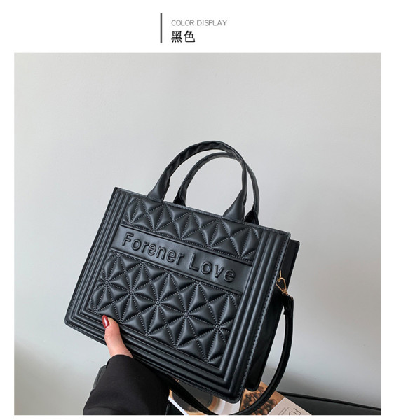 Handheld women's bag, candy colored embossed letters, small square bag, simple one shoulder crossbody PU bag