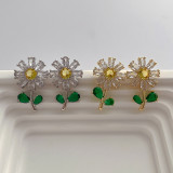 Minimalist design feel of sunflower zircon earrings