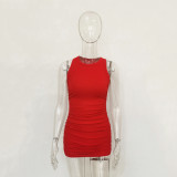 Pleated ribbed dress
