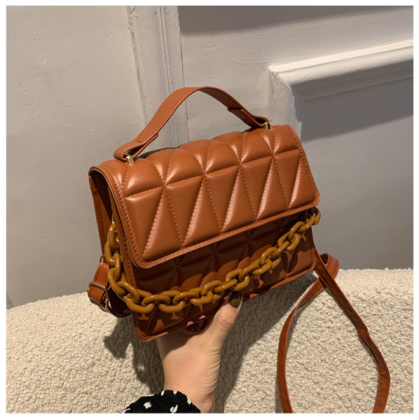 Handheld small square bag with simple diamond pattern and popular design crossbody bag