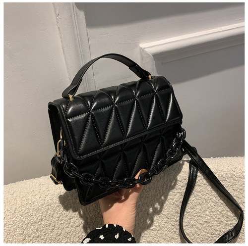 Handheld small square bag with simple diamond pattern and popular design crossbody bag