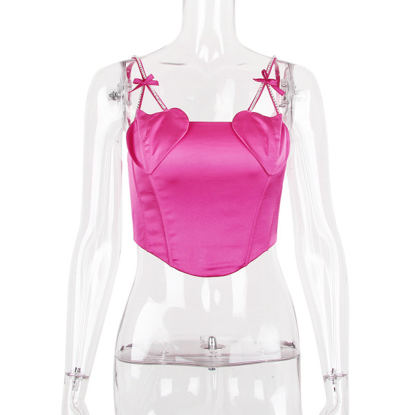 Heart shaped diamond chain spicy girl suspender vest female fishbone top