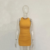 Pleated ribbed dress