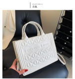 Handheld women's bag, candy colored embossed letters, small square bag, simple one shoulder crossbody PU bag