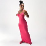 Casual Sleeveless High Waist Slim Fit Slim Strap Long Dress