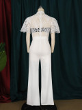 Large Women's New Sexy Hollow out High Waist Lace Slim Fit Jumpsuit Birthday Party Dress