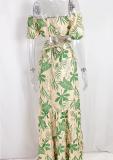 Women's Slim Fit Printing Elegant Fashion Big Swing Long Dress
