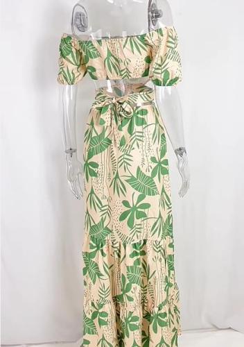 Women's Slim Fit Printing Elegant Fashion Big Swing Long Dress