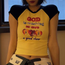 Fun Print Raglan Sleeve Short Sleeve T-shirt