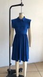 Waistband pleated dress sleeveless skirt
