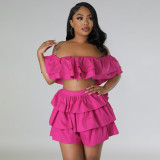 Ruffled Loose Chain Wrapped Chest Shorts Set Two Piece Set