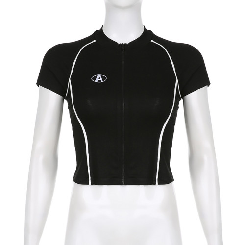 Slim locomotive style embroidered top