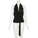 Women's Solid Color Sexy Street Fashion Hanging Neck Open Back Tank Top
