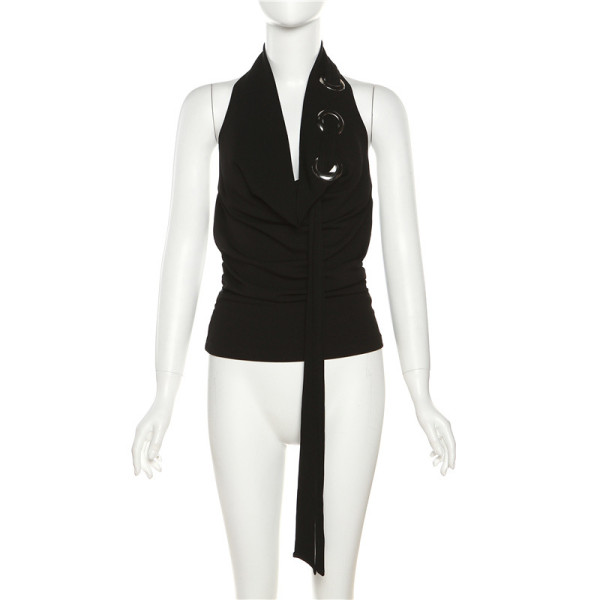 Women's Solid Color Sexy Street Fashion Hanging Neck Open Back Tank Top