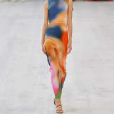 Tie Dyed Printed Split Style Dress