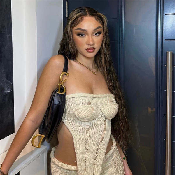 Sexy Hollow out Knitted Bra Top High Waist Wrap Hip Short Skirt Set